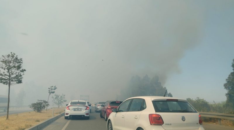 Yol kenarında çıkan yangın, sürücülere zor anlar yaşattı